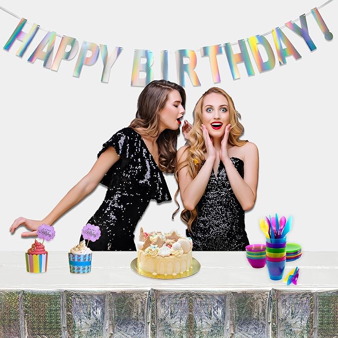 GREATRIL Party Table Cover Disposable Silver Table Cloths for Birthdays Ceremony Party Decorations Rectangle Tablecover 54'' x 108'' - 2 Packs