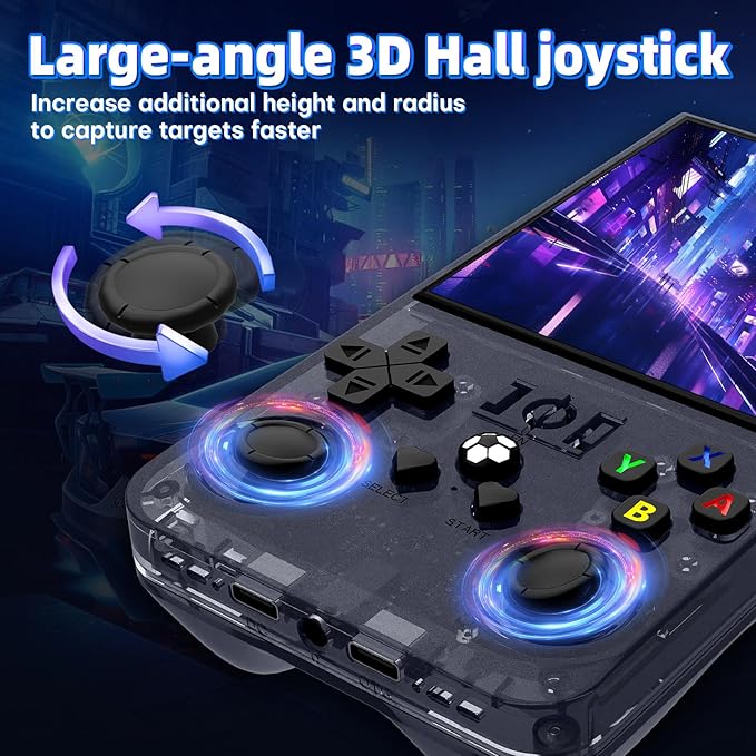 R36MAX Retro Handheld Game Console, 4.0 inch Retro Gaming Console with 64GB Memory, Portable Retro Video Games Console, 4000mAh Battery, Support 30+ Emulators, Transparent Gray