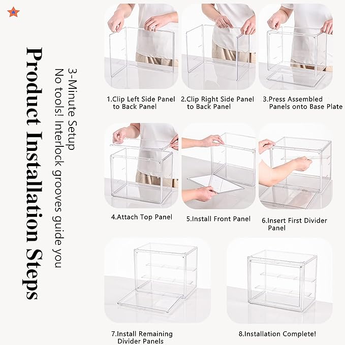 Versatile Wide Acrylic Display Cabinet - w/ 1 Adjustable Shelf for Multi-Level Display of Statues & Figures, Magnetic Door Collector's Showcase (Extra Large with one Block(14.17*14.17*23.6in))