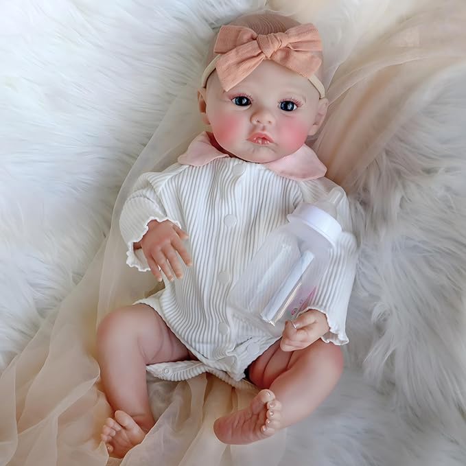Realistic Reborn Baby Dolls-18 Inch Real Life Baby Dolls Girl Lifelike Baby Doll with Accessories for 3+ Years Old (White)