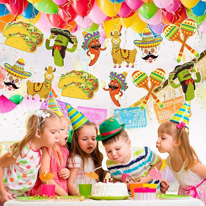 Mexican Party Decorations Fiesta Party Decorations Happy Birthday Banner Decor Supplies for Fiesta Mexican Themed Taco Birthday Day of the Dead Supplies 5 Cinco De Mayo Women Men