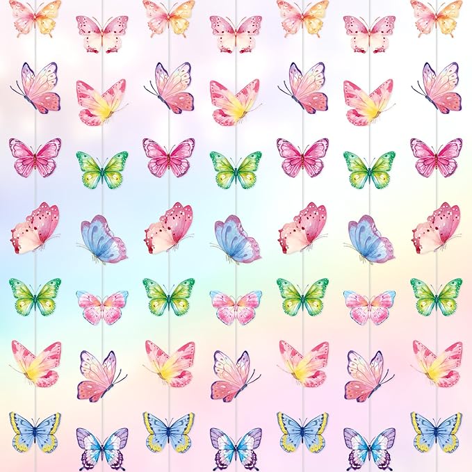 Capoda 8 Pcs Butterfly Birthday Garland Decoration Spring Butterfly Paper Garland Banners Hanging Decor for Home Wedding Bachelor Spring Birthday Party Supplies