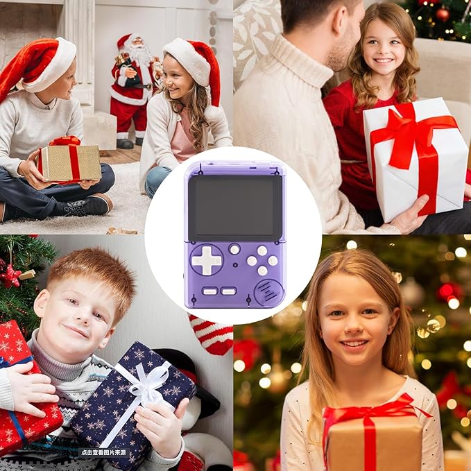 Kids Handheld Game Console Pre-Loaded 400 Classic Games, Portable Video Game Console with 2.8" Color Screen, Rechargeable Battery, Handheld Electric Game Console for Boys Girls (Purple)