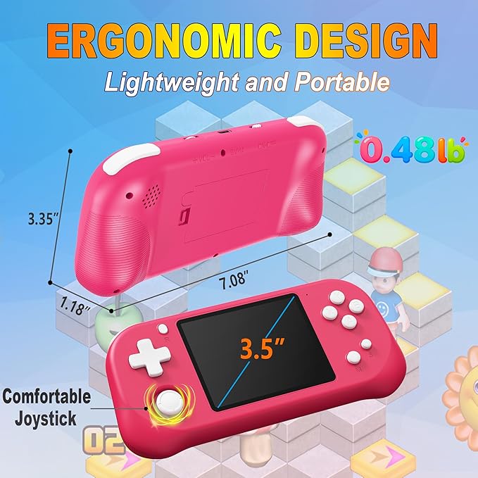 Handheld Game for Kids with 3.5'' IPS Screen 139 Preloaded 32 Bit Electronic Video Games, Portable Rechargeable Gaming Player Toy for Boys Girls Seniors Gift (Vivid Magenta)