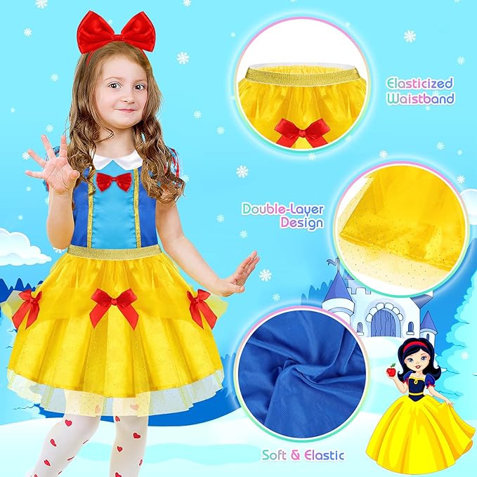 Princess Dress Up, Toddler Dress Up Clothes, Cosplay Princess Costume Gift Set with Princess Dresses and Princess Toys, Pretend Play Girl Toys Age 3-6, Halloween Christmas Birthday Gift