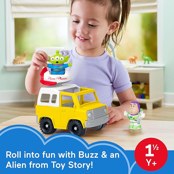 Fisher-Price Little People Toddler Toy Disney & Pixar Toy Story Pizza Planet Truck with Buzz Lightyear & Alien Figures for Kids Ages 18+ Months
