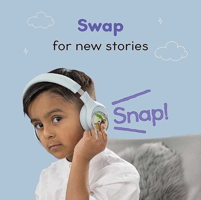 Disney Kids Bluetooth Foldable Headphones: Use Wired or Wireless for Travel, Education, and Screen-Free Entertainment | Includes Mickey Mouse StoryShield, Blue