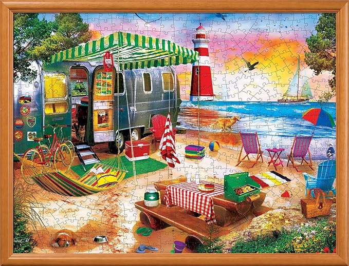 Masterpieces 550 Piece Jigsaw Puzzle For Adults and Family - Oceanside Camping - 18"x24"
