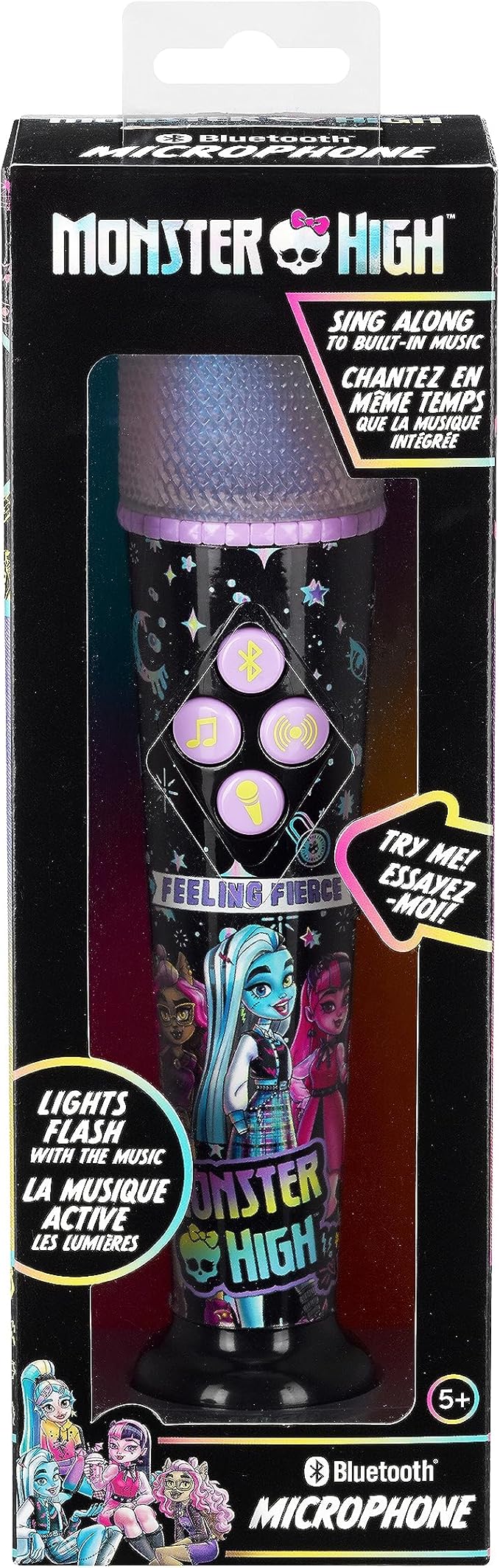 eKids Monster High Karaoke Microphone for Kids, Bluetooth Microphone Includes Built-in Music and Light Show, Designed for Fans of Monster High Toys