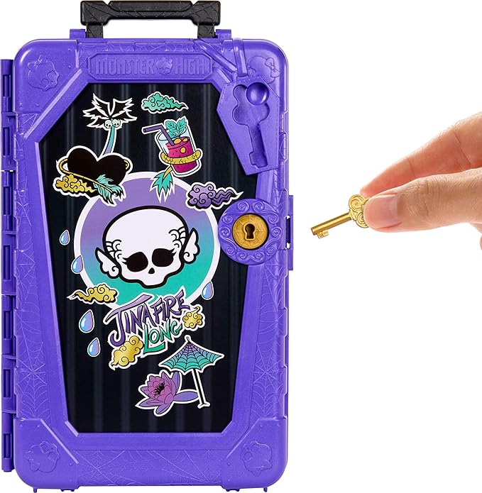 Monster High Skulltimate Secrets Jinafire Long Doll and Accessories Set, Destination: Gore-geous Oasis with Suitcase and 19+ Surprises Like Clothes