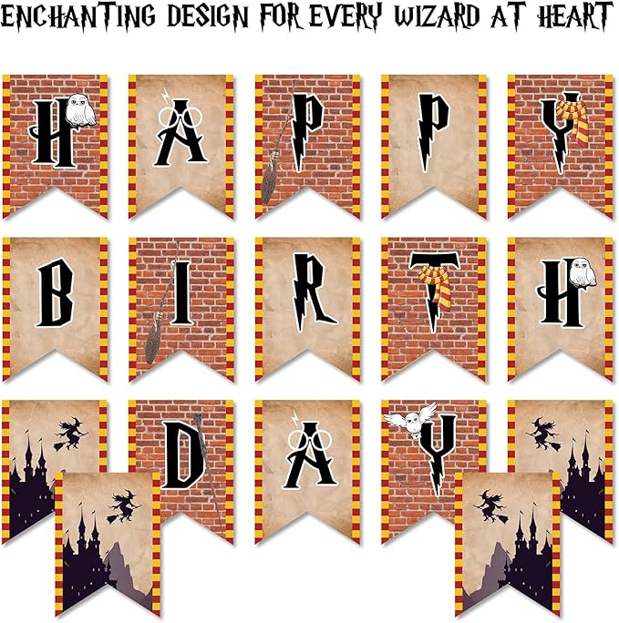Wizard Happy Birthday Banner 10 Feet Wizard Party Decorations Magical Birthday Decorations Magical Party Decorations Wizard Backdrop Wizard Props for Room Decorations