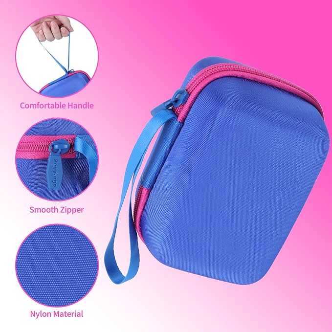 Storage Case Compatible with Yoto Mini Kids Audio Player Travel Device Plays Stories Music Podcast Radio Speaker (Blue + Rose red Zipper)
