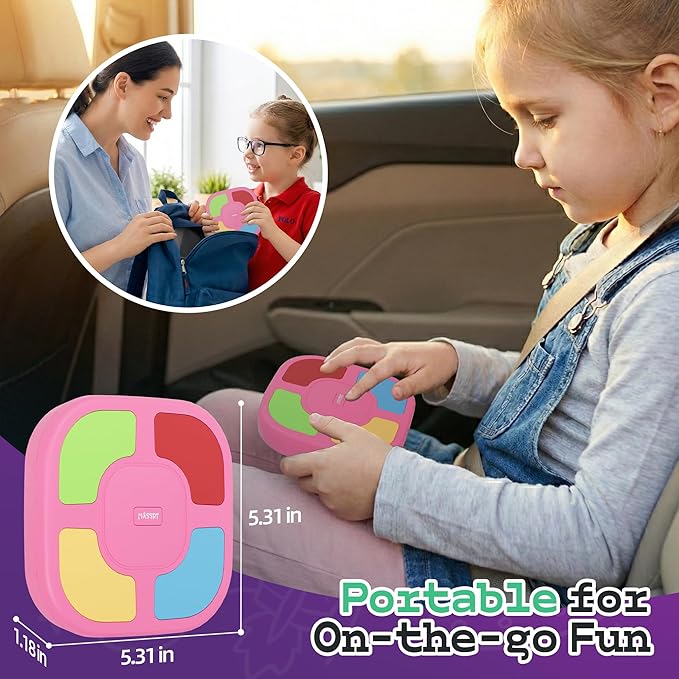 Electronic Memory Game for Kids, Handheld Toy with Silent Mode, 4 Difficulty Levels, Progressive Light Up Memory Game with Lights & Sounds, Educational Travel Toy for Boys & Girls