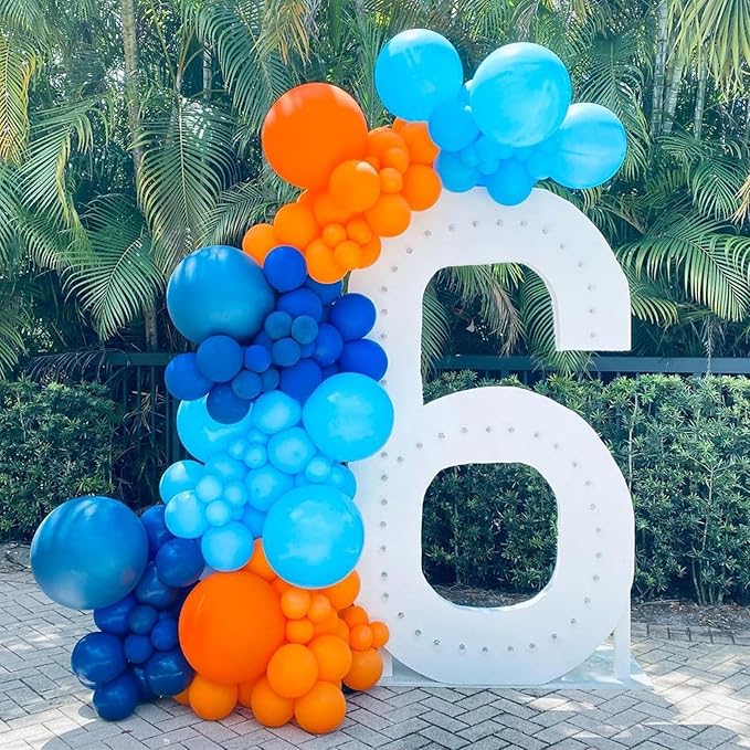 12 Inch Latex Balloons - Orange, Blue, White - Party Pack for Kids Birthday, Baby Shower, Outer Space Theme Decoration