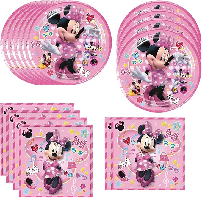 40pcs Minni-e Party Supplies include 20 plates, 20 napkins for the birthday party decoration