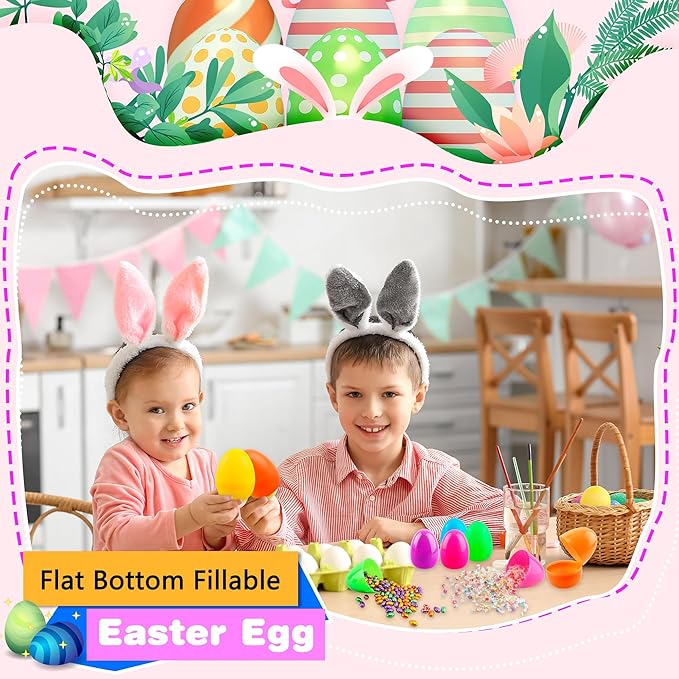 4 Inch Plastic Fillable Easter Eggs 36/54/ 66/78 pcs Large Colorful Easter Egg Big Flat Bottom Eggs Bulk for Easter Basket Fillers Egg Hunt Party Supplies (36 Pcs (6 Color) - Flat Bottom (4 Inch))