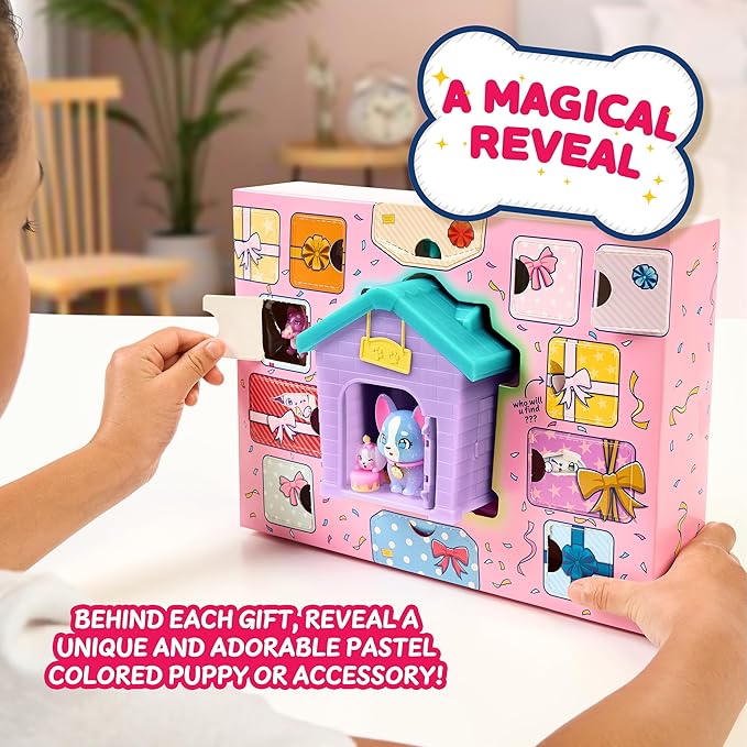 Little Live Pets Puppy House Playset, Mama Surprise Families Puppy Party Pack, 15 Mini Collectible Puppies, Fold-Out Playset, Miniature Toys, Gift for Kids 5+