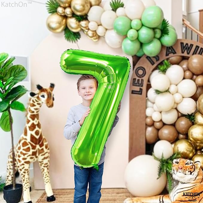KatchOn, Giant Light Green Number 7 Balloon - 40 Inch | 7th Birthday Balloon for 7th Birthday Decorations | Seven Balloons Number | Number Balloons for Anniversary Decorations