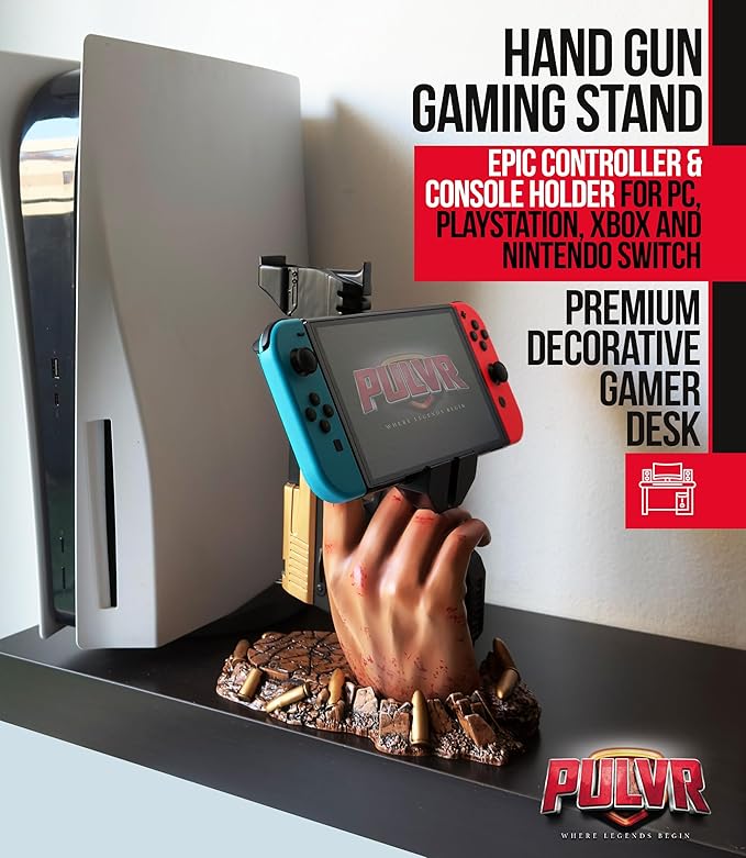Exclusive Gaming Controller Holder & Headset stand figure for GTA VI and Call of Duty and Fortnite Gaming Room Decor | Staff Room accessories For PC PlayStation & Xbox | Shooter Decor | Present For Gamers Adults Kids Accessories