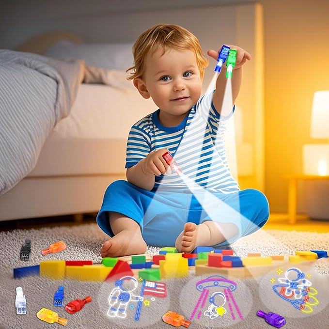 32 Pcs Finger Lights Space Theme Party Favors for Kids, Glow in the Dark Light Up Party Supplies Astronaut Toys Gifts Bulk for Kids 3 4 5 8 Boys Girls Birthday Goodie Bags Stuffers Classroom Prizes