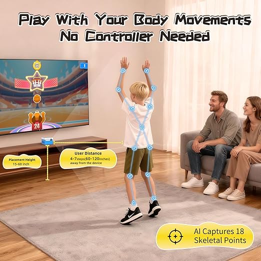 KINHANK MotionX - Motion Sensing Game Console for Kids&Families with 40 Games + Ongoing Updates – No Subscription Required, Plug&Play, Compatible with TV/PC, Perfect for Game Nights, Parties & Gifts