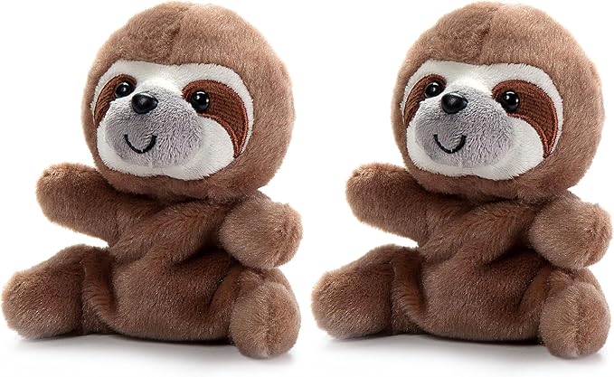 The Petting Zoo Sloth Stuffed Animal Plushie, Gifts for Kids, Nuggetz Wildlife Animals, Sloth Plush Toy, 6 inches (Pack of 2)