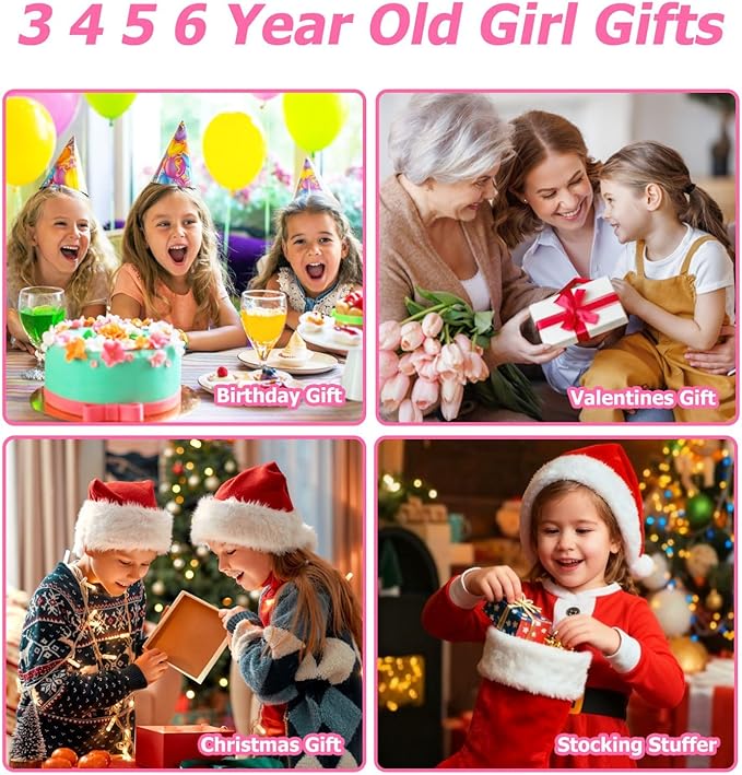 Kids Camera for Girls Toys Gifts, 3 4 5 Year Old Girl Birthday Gifts Small Children Selfie Digital Pink Camera for Kids, for Girls Toy Cameras for Toddlers Age 3-5, 32G SD Card Included