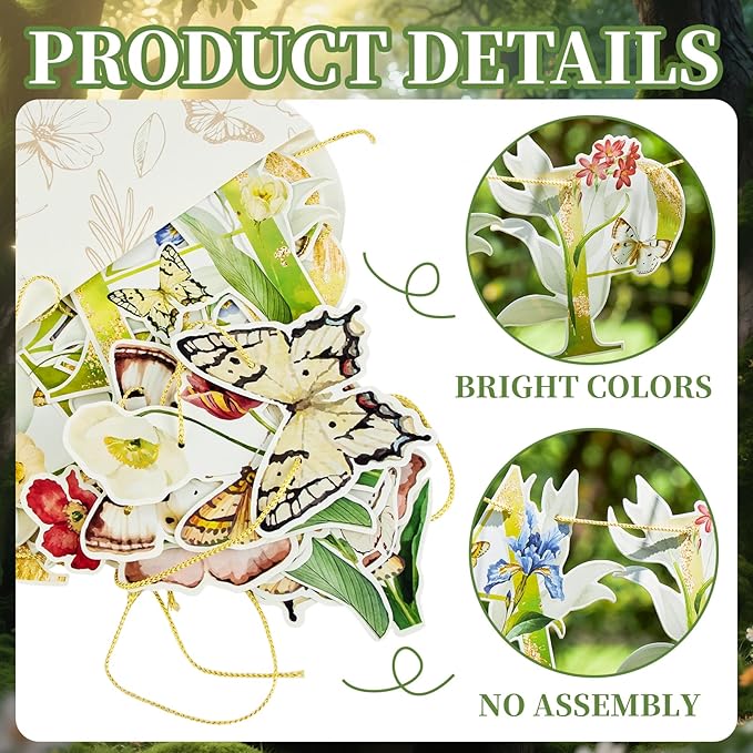 Paper Jazz Wildflower Party Birthday Banner,Butterfly Happy Birthday Banner,Floral Party Decorations for Garden Tea Party Baby Shower For Girl and Women