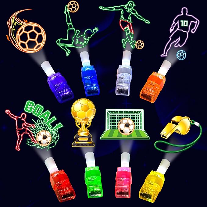 24PCS Soccer Party Favors-LED Finger Lights：Glow-in-the-Dark Light-Up Toys Bulk for Kids Boys Girls,Soccer Theme Birthday Party Decorations Supplies, Goodie Bags stuffers, Classroom Prizes, Fun Gifts