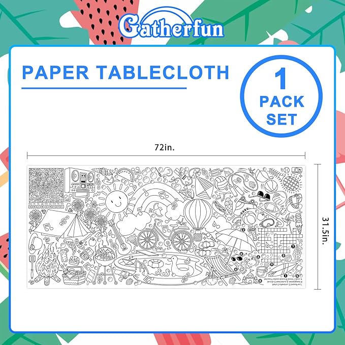 Gatherfun Giant Coloring Poster for Classroom - 31.5x72 Versatile Summer Activity Poster/Table Cover for School Parties, Birthday & Special Events Decoration