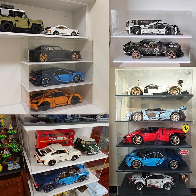 Acrylic Display Case Display Box for 1/8 Scale Model Car, Countertop Large Display Case for Lego Car Porsche 42096, Bugatti 42083, Clear Dustproof Protective Case for Collectibles(23.6"Lx11.8"Wx7.8"H)