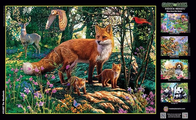 MasterPieces 500 Piece Glow in The Dark Jigsaw Puzzle for Adults, Family, Or Youth - The Woodlands - 15"x21"