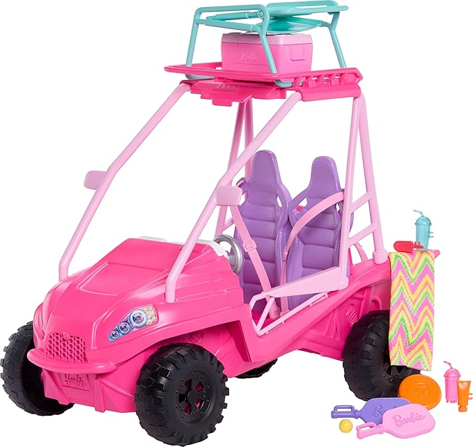 Barbie Mysteries: Beach Detectives Playset with Beach Buggy Toy Car & 10+ Accessories, Including Chair & Towel