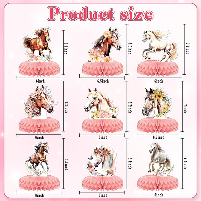 9 PCS Cowgirl Party Decorations,KSKSPE Cowgirl Honeycomb Centerpieces for Tables Centerpieces,3D Cowgirl & Horse Theme Party Decor Supplies Boys Girls