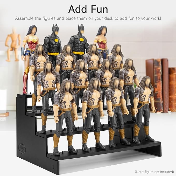 6 inch Acrylic Riser Display Shelf,Clear Action Figures Stands With PEG,4 Tier Toy Collectibles Organizer Compatible with 1/12 Scale Action Figure Toy (Fit For 6 inch Figure Toy-Black)