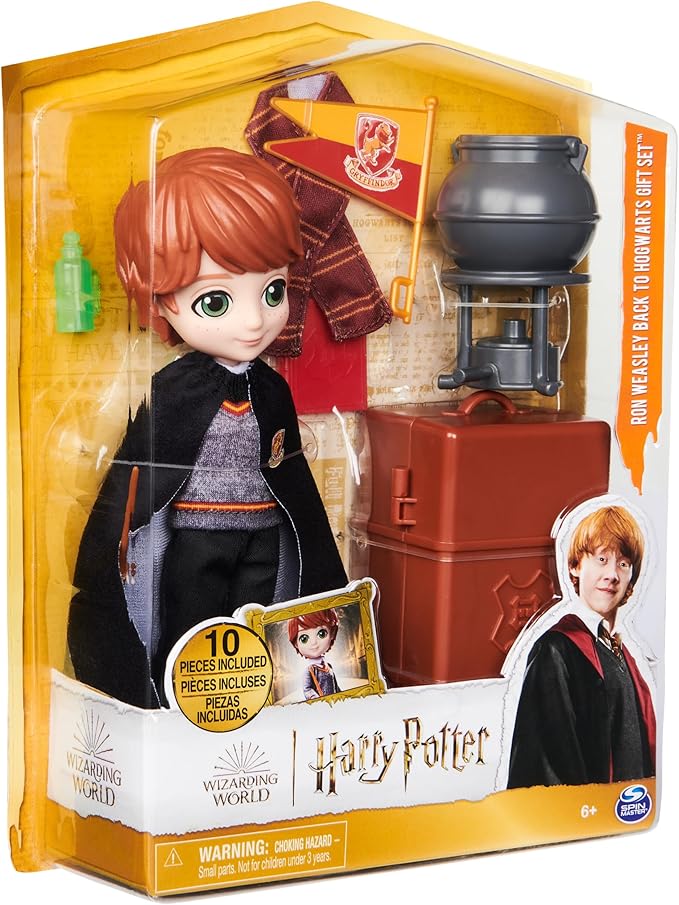 Wizarding World Harry Potter, 8-inch Ron Weasley Doll 12-Piece Back to Hogwarts Gift Set with Doll Accessories, Kids Toys for Ages 6 and up