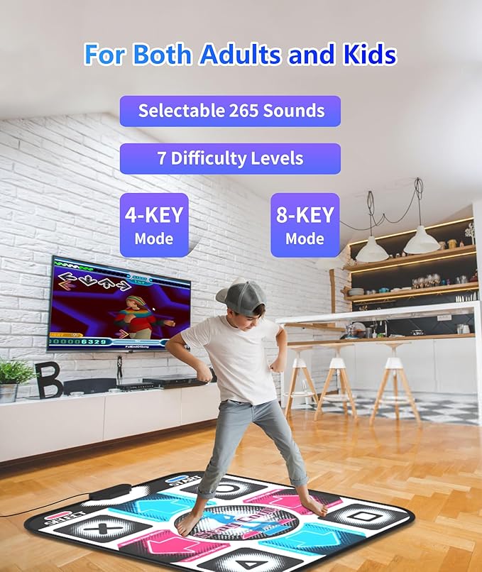 USB Dance Mat for PC/Computer, Upgraded Dance Pad for Home Entertainment & Exercise, Dancing Game Installer Included, Only Compatible with Windows System (Pattern-A)