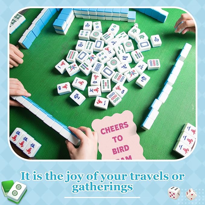 Soulchen 4 Pcs Mahjong Tile Mixer Shufflers for Mixing and Shuffling Tiles Plastic Mahjong Accessories Gifts for Lovers Games Decorative Printed Design (Pastel Syle)