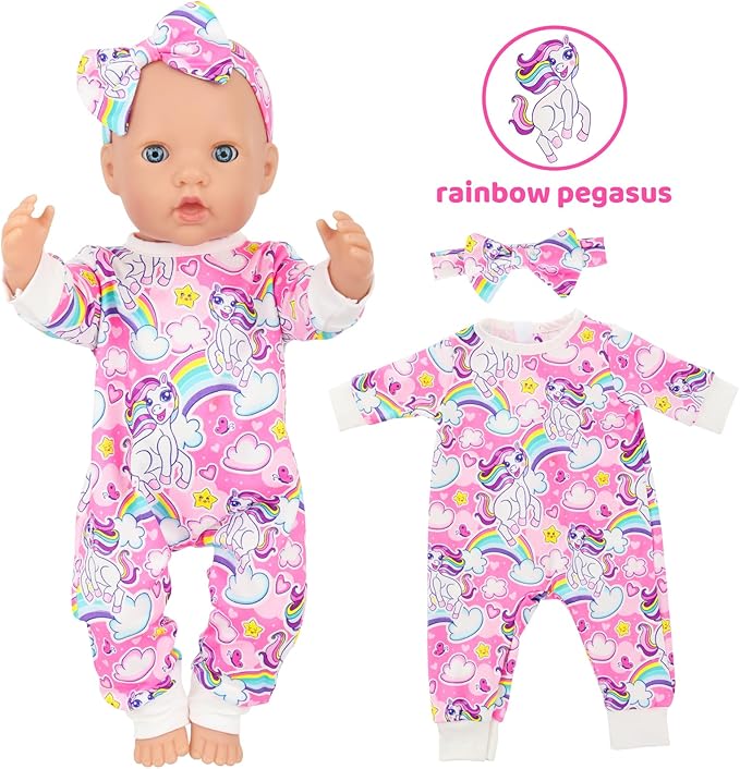 K.T. Fancy 5 Sets Baby Doll Accessories and Baby Doll Clothes with Butterfly Headbands for 14-18 Inch Dolls,10 Pcs in Total