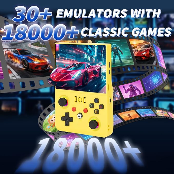 2026 NEW Upgrade R36MAXPRO Retro Handheld Game Console - 4.5 Inch Ultra-Large Screen, Support 18000+Classic Games, 64G TF Card, Linux System, 4000mAh Battery, Birthday Gift for Adult - Yellow