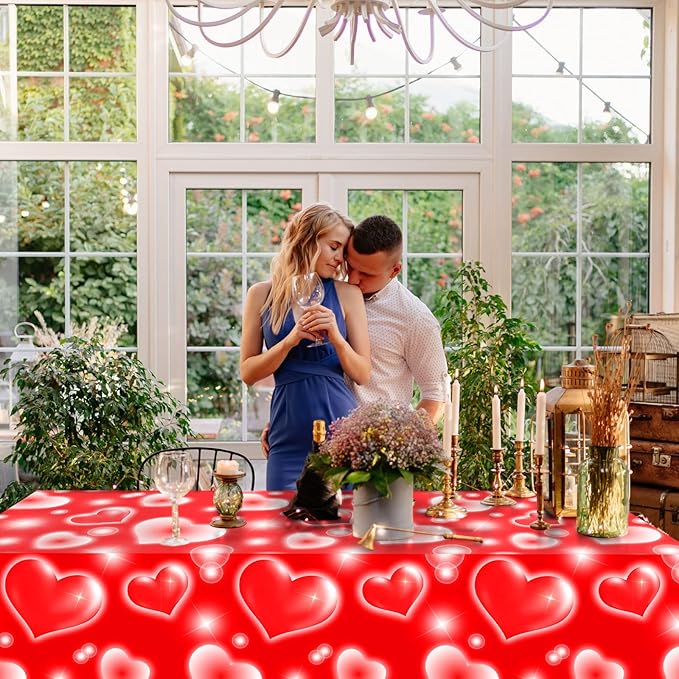 Tudomro 3 Pack 2000s Tablecloth Decoration 54 x 108 Inches Cholo Party Table Cover Y2k Party Decoration Heart Disposable Kpop Table Cloth for Birthday Supplies(Red)