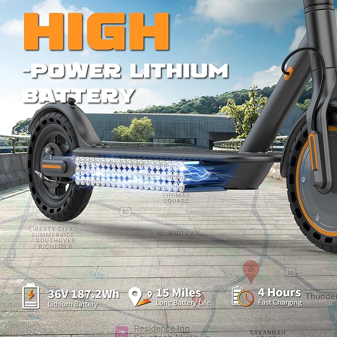 VOLPAM Electric Scooter, 350W/500W Powerful Motor, 8.5"/10" Solid Tires, 19/21Mph, 28/23/21/16 Miles Max Range, Dual Braking