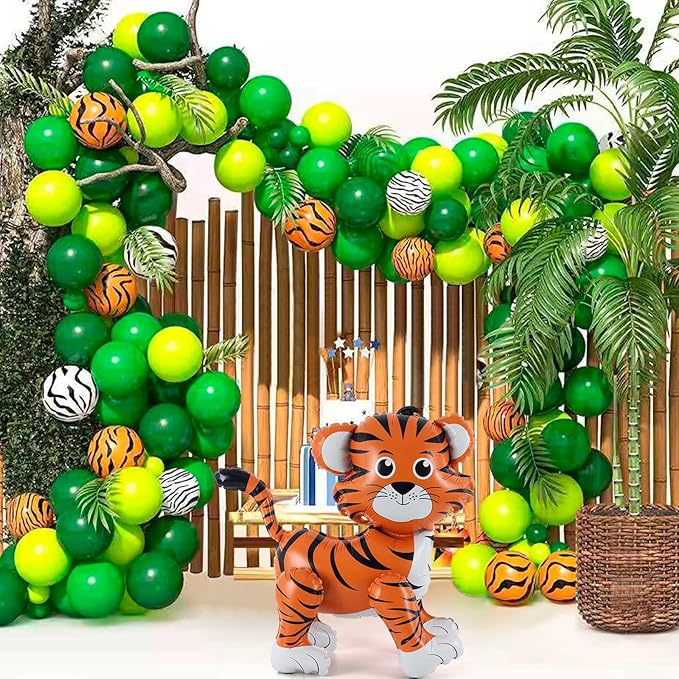 Standing Tiger Balloon, 24inch Large Jungle Safari Animals Foil Balloons, Walking Tiger Balloons for Kids Wild Zoo Party Baby Shower Birthday Decor Supplies