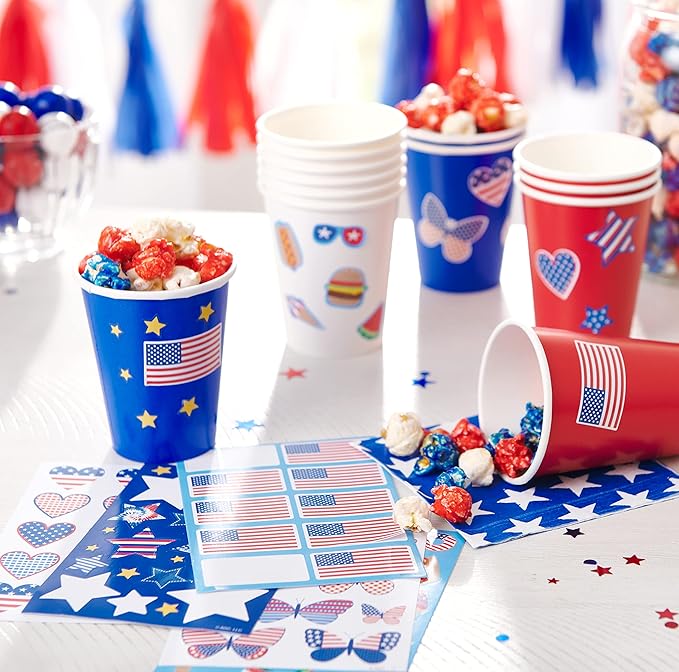 American Greetings Patriotic Stickers, American Flag and Summer Treats (20-Count)