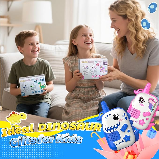 Rechargeable Walkie Talkies Toys for Kids: Dinosaur Toys Walkie Talkies for Kids 2 Pack Easter Birthday Gifts for 3 4 5 6 7 Year Old Girls Unicorn Toy Age 4-5 6-8 Years Old Basket Stuffers