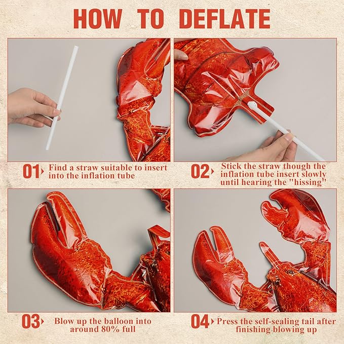 6 Pcs Crawfish Boil Party Supplies Includes Lobster Balloons Crawfish Tablecloth Fish Net Decorative Aluminum Foil Balloons for Nautical Themed Birthday Party Decoration