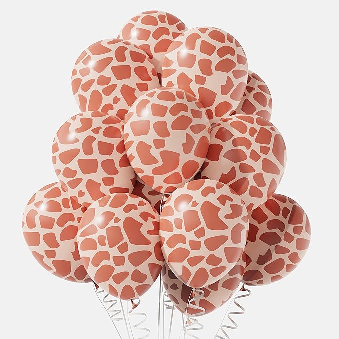 50pcs Giraffe Print Balloons, 12inch Animal Print Thick Latex Balloons for Safari Jungle Party Supplies Wild One Birthday Baby Shower Wildlife Theme Party Decoration