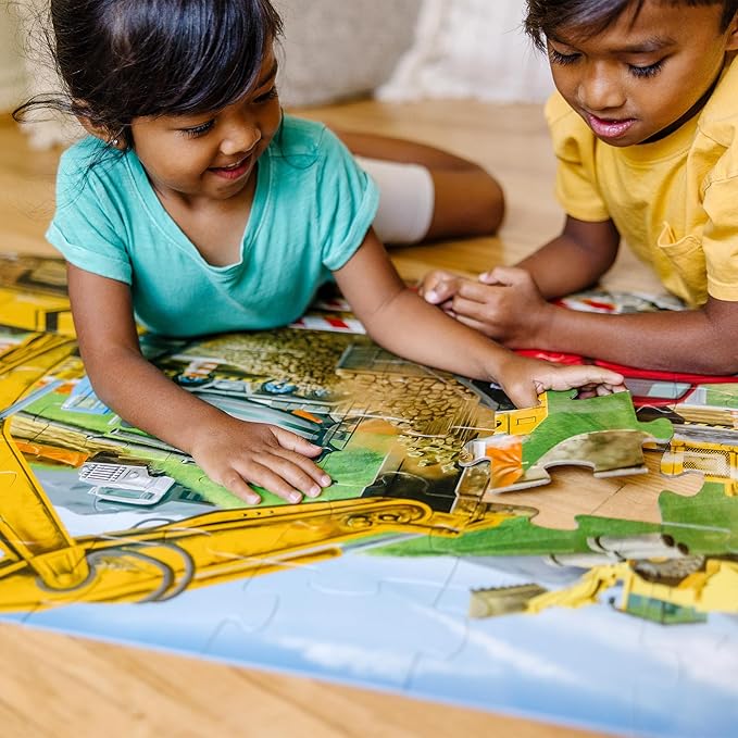 Melissa & Doug Building Site Floor Puzzle, 48 pc Jumbo Jigsaw Puzzle, Educational Screen Free Activity for Toddler, Preschoolers and Kids Ages 3+ (2 x 3 Feet) - FSC Certified