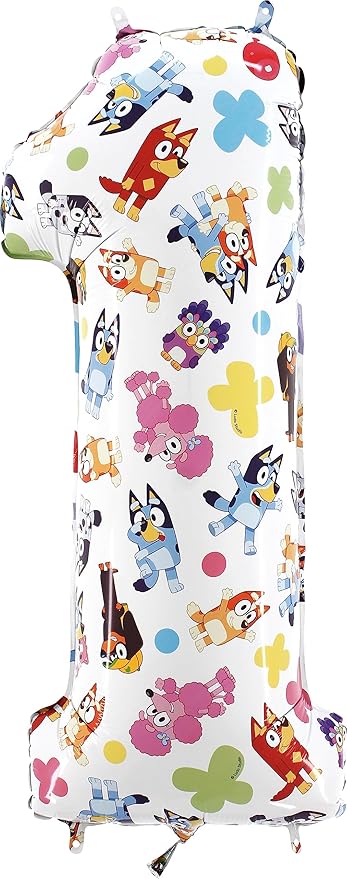 Toyland® 26 Inch Bluey & Bingo Number Foil Balloon - Kids Party Balloons - Number 1-6 Available (Number 1)