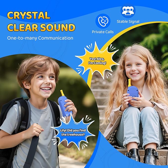 Walkie Talkies for Kids 2 Pack: 22 Channels 2 Way Radio Toys for 3-12 Year Old - VOX LED 3 Miles Long Range - Camping Hiking Birthday Boys Girls Blue